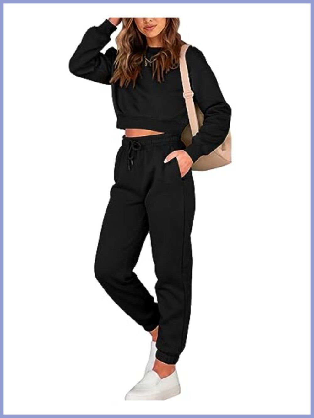 Women's 2 Piece Sweatsuit Set Crop Top Joggers Cotton Polyester Lounge
